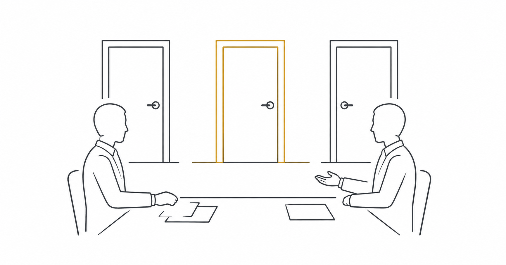 複数の転職エージェントと面談して1社を見極めるイラスト