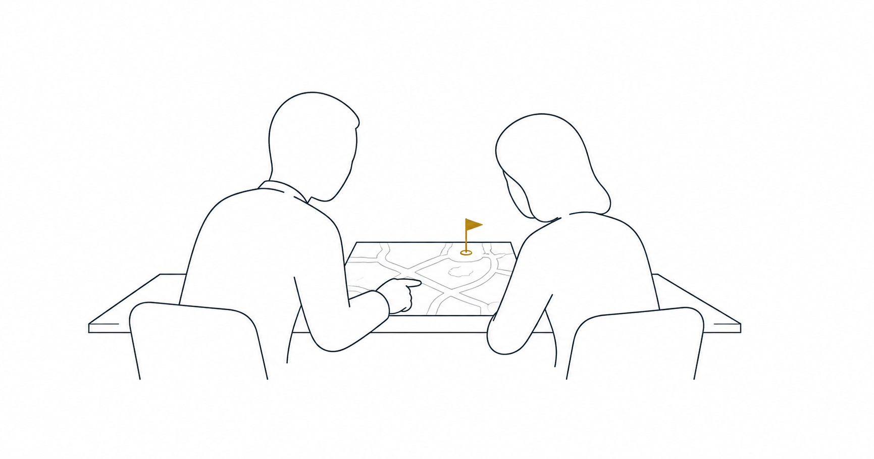 伴走してもらいながら自分に合う転職先を選ぶ様子のイラスト